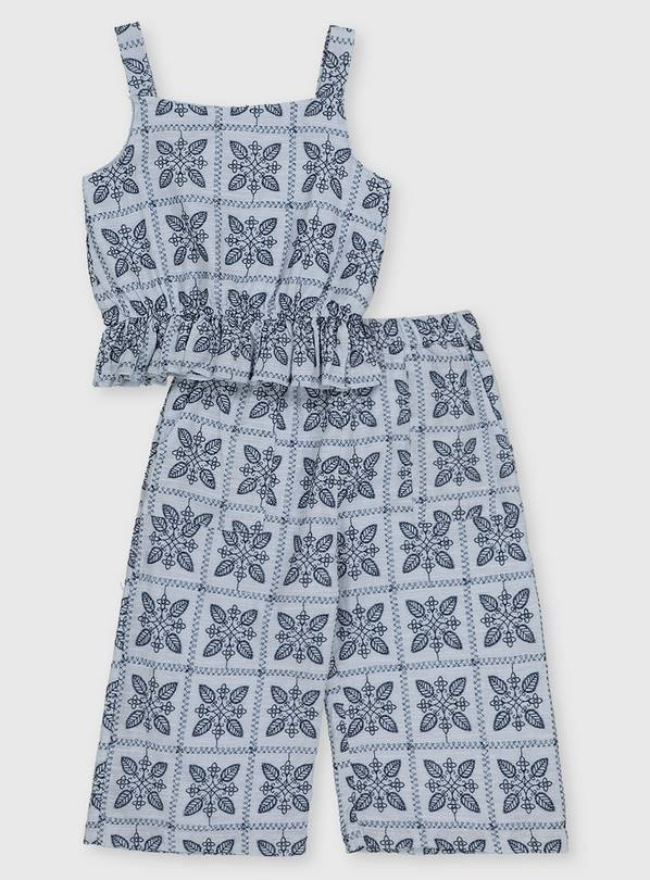 Blue Floral Tile Print Cami & Trousers - 3 years